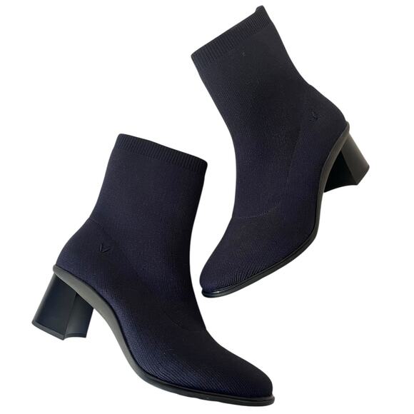 NEW Vivaia Amanda Almond Toe Block Heel Boots Water Repellent Navy EU 41 US 9.5 - Picture 8 of 10